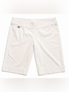 Mode de Vie White Stretch Bermuda Shorts Size 16 Pull-On Capris